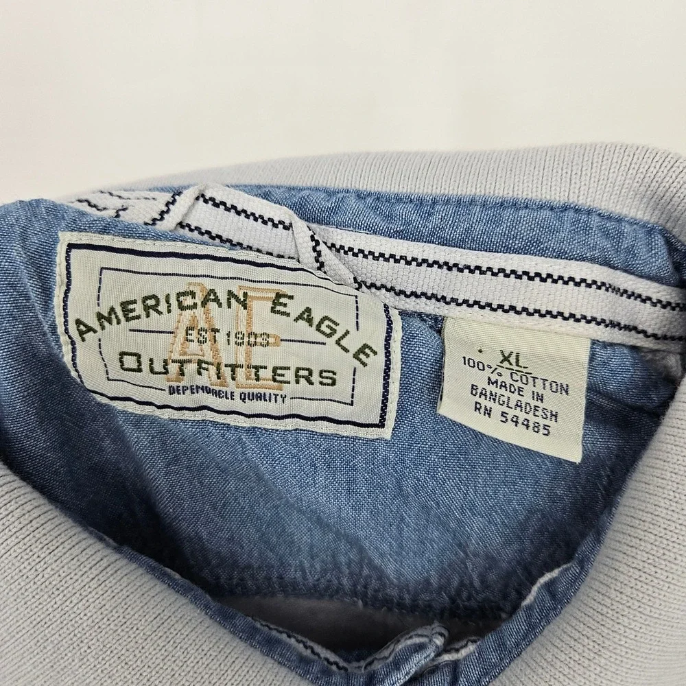 Vintage American Eagle Shirt Mens Extra Large Nautical Polo‎ Short Sleeve AOP